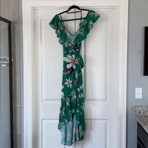 Midi floral wrap dress